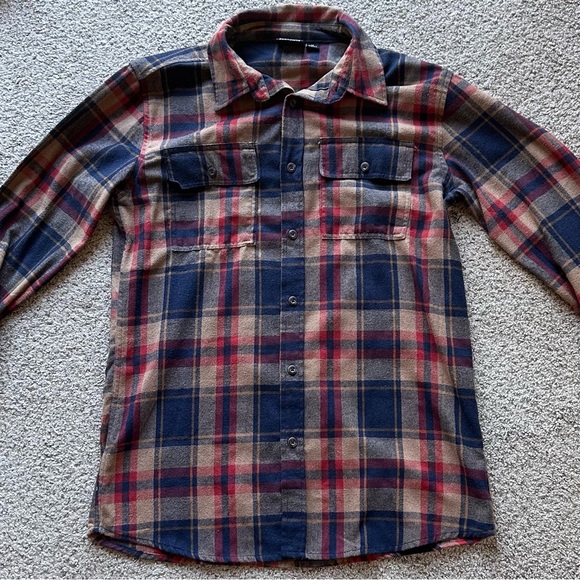 burnside Other - Burnside Men's Casual Plaid Shirt - Navy and Red